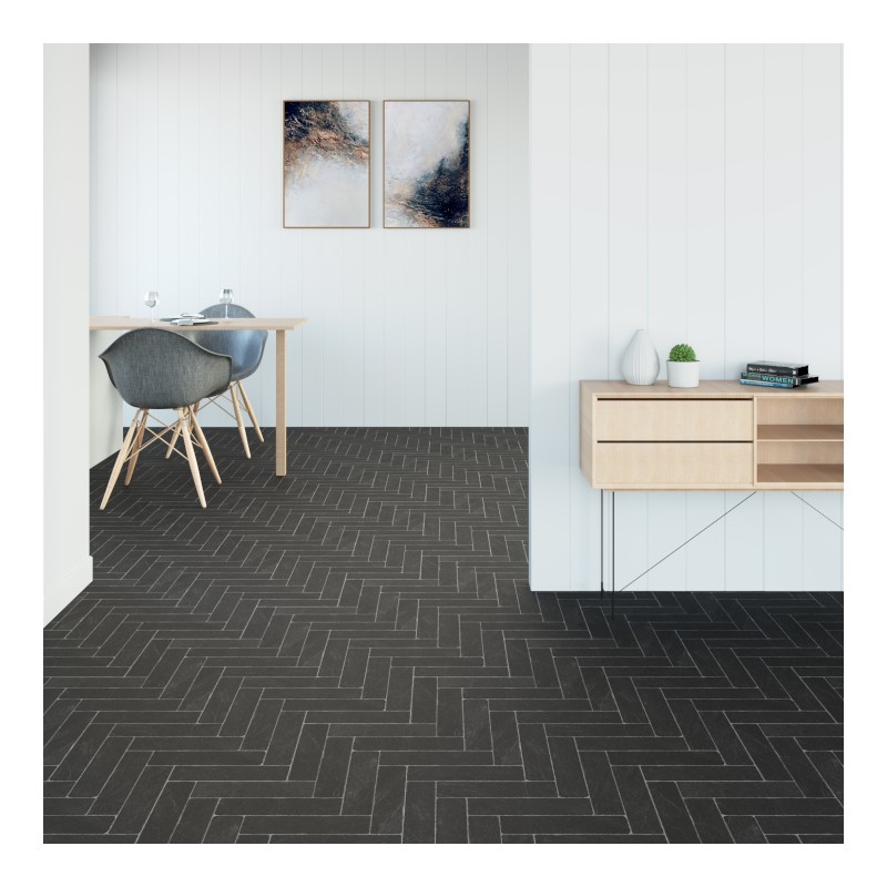 Panele podłogowe Faus Stone Effects Negro Herringbone S180130 AC6/8mm