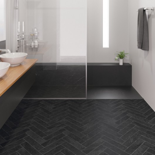 Panele podłogowe Faus Stone Effects Negro Herringbone S180130 AC6/8mm